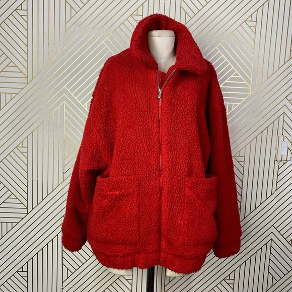 I.AM.GIA Pixie Teddy Coat Red Sherpa Fleece - Picture 2 of 12
